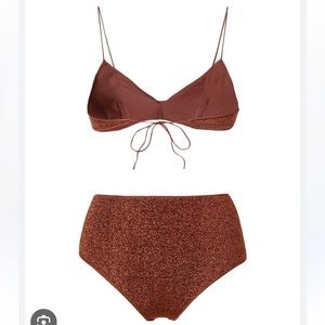 Oseree Set Brown High-Waisted Lumiere Bikini top and bottom